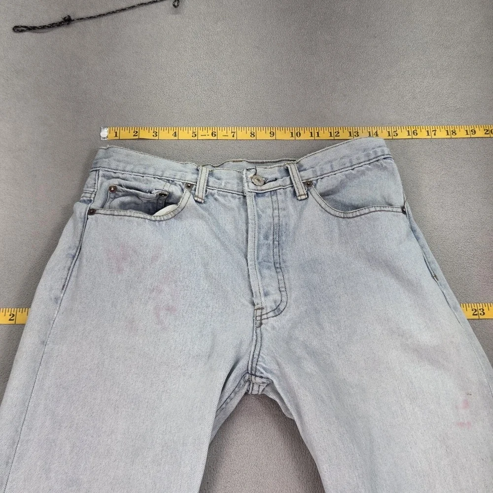 Vintage Levis 501 Jeans Mens‎ Light Wash Button Fly USA Stains 90s Fits 28x31